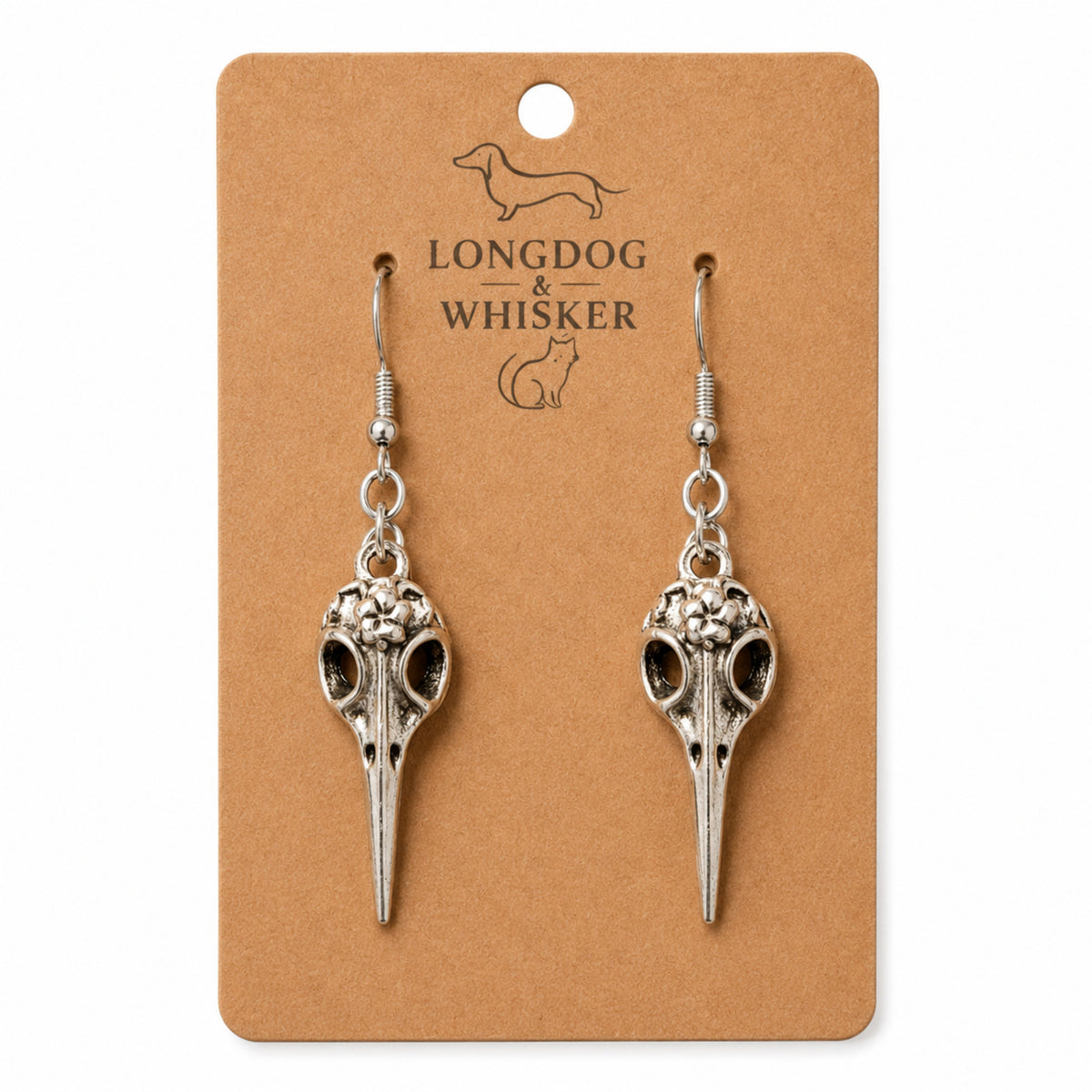 Bird Skull Earrings - Design 2 by Longdog & Whisker
