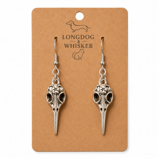 Bird Skull Earrings - Design 2 by Longdog & Whisker