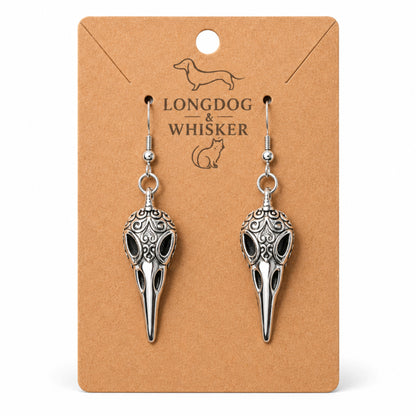 Ornate Bird Skull Earrings by Longdog & Whisker