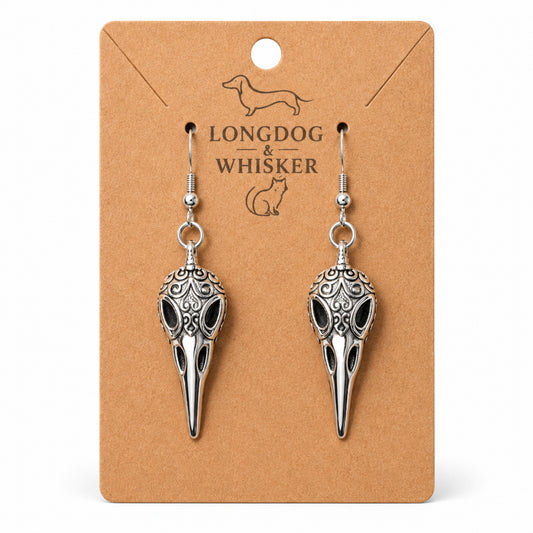 Bird Skull Earrings - Design 5 by Longdog & Whisker
