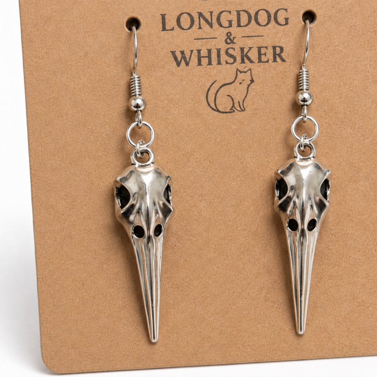 Close-up detail of Classic Bird Skull Earrings