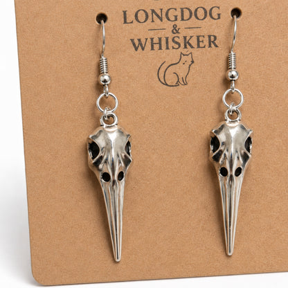 Close-up detail of Classic Bird Skull Earrings