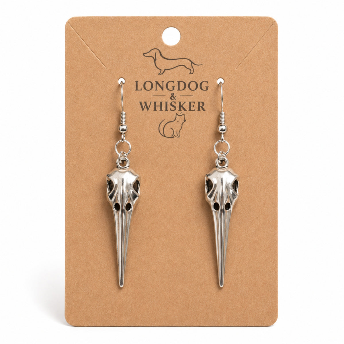 Classic Bird Skull Earrings by Longdog & Whisker