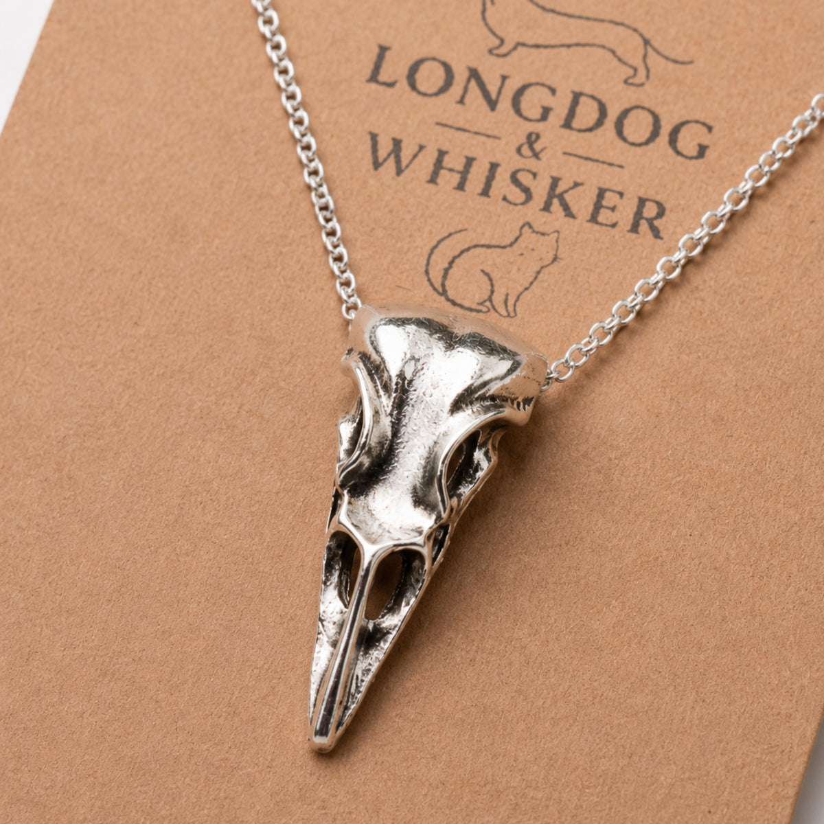 Close-up detail of Bold Bird Skull Necklace