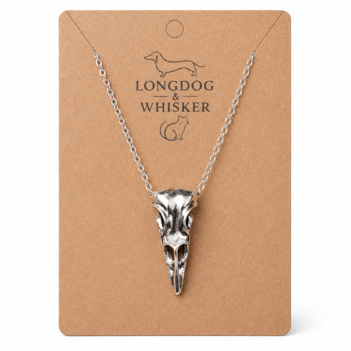 Bold Bird Skull Necklace by Longdog & Whisker