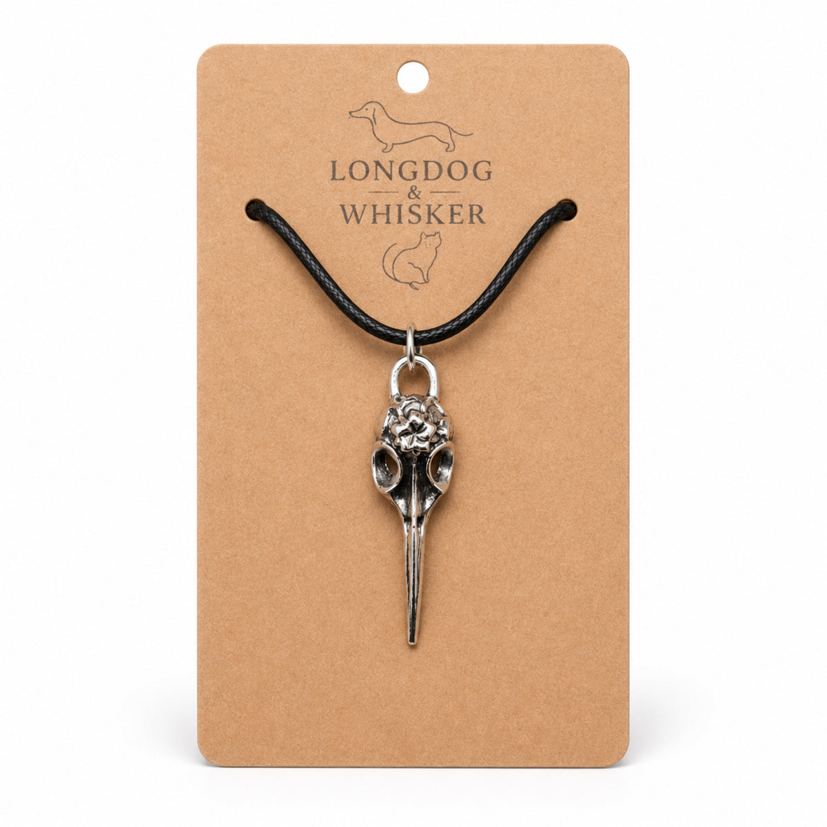 Floral Bird Skull Necklace by Longdog & Whisker
