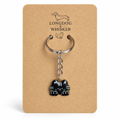 Black cat keyring on Longdog & Whisker display card