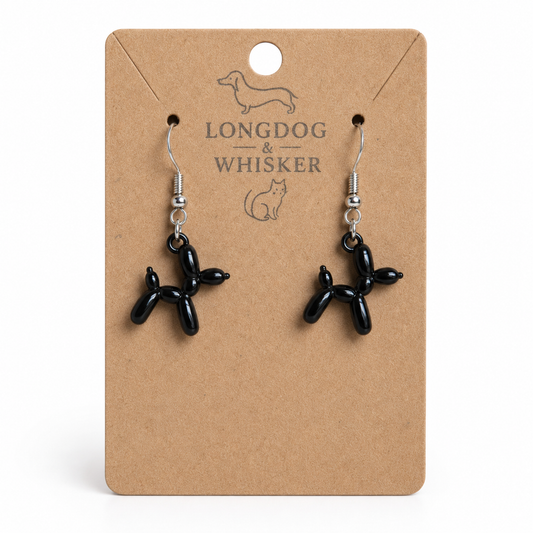 Black Balloon Dog Earrings on Longdog & Whisker product card
