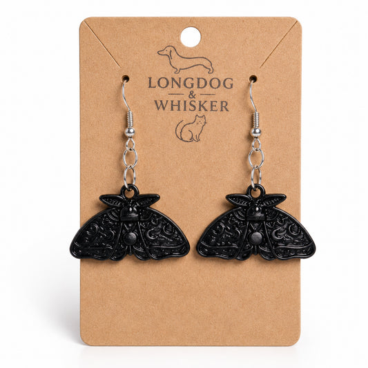 Black Moth Earrings by Longdog & Whisker