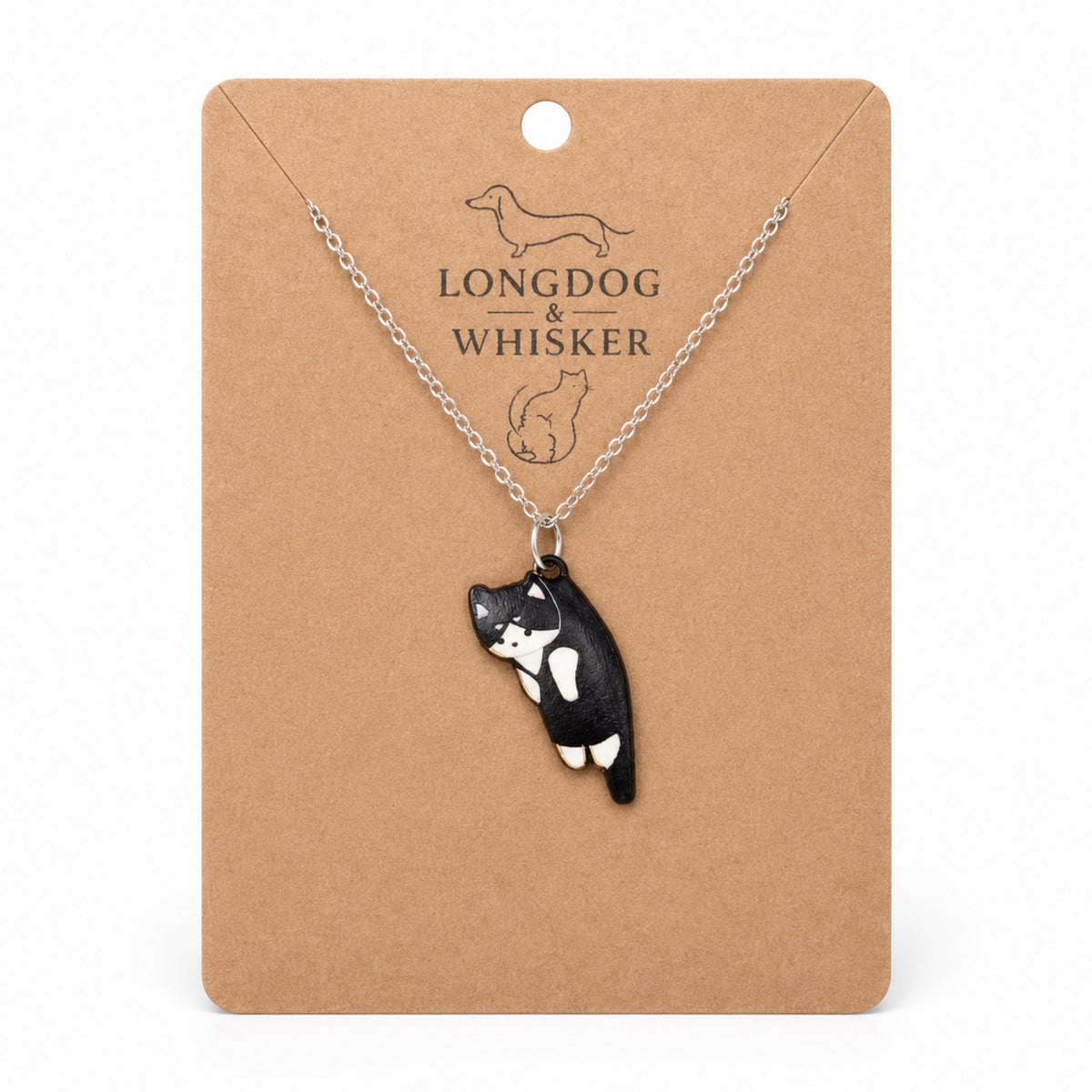 Scruffles Cat Necklace - Black & White by Longdog & Whisker
