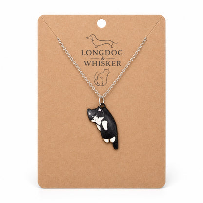 Scruffles Cat Necklace - Black & White by Longdog & Whisker
