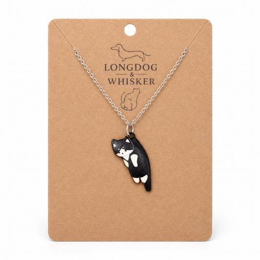 Scruffles Cat Necklace - Black & White by Longdog & Whisker
