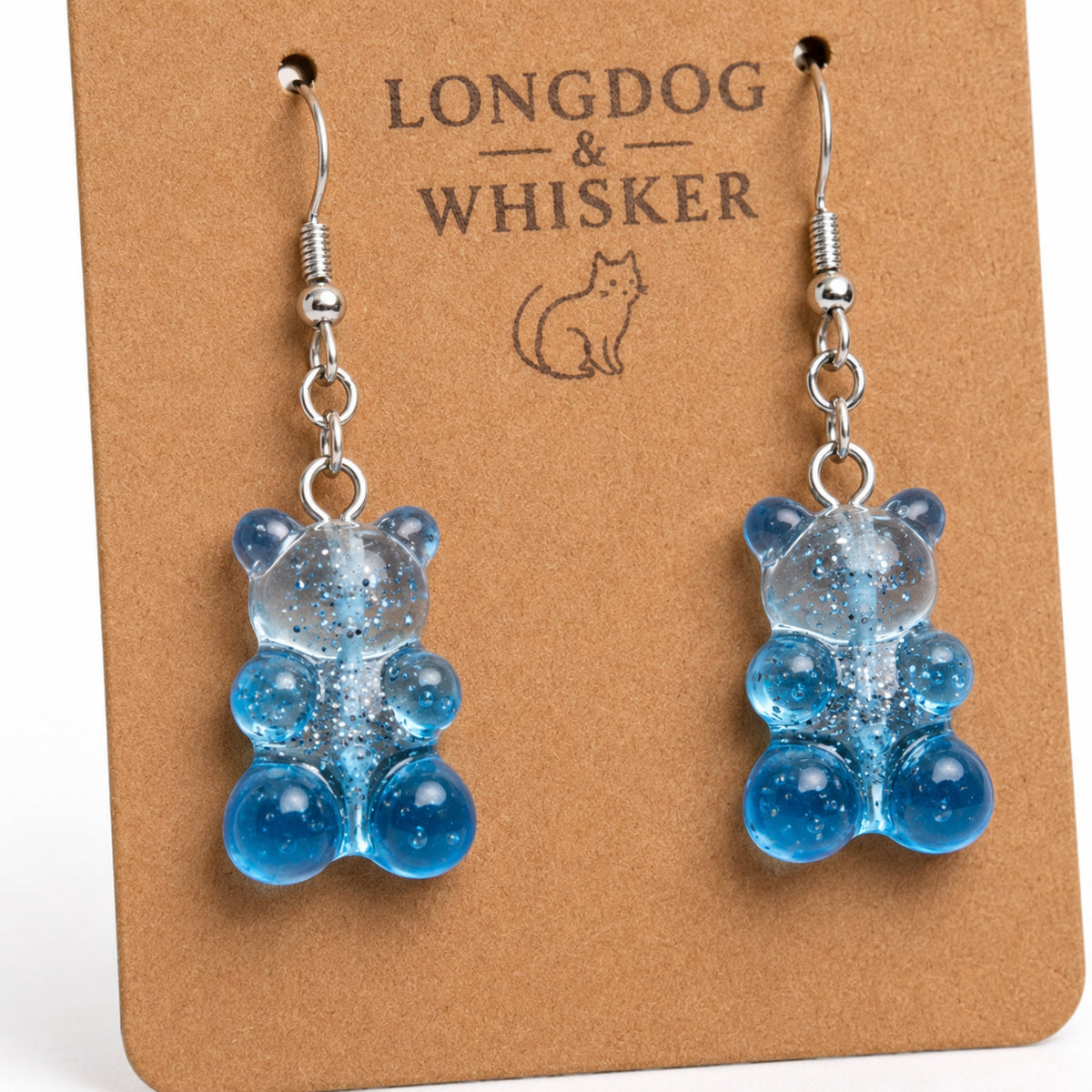 Close-up detail of Gummy Bear Earrings - Blue