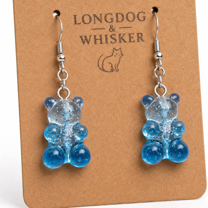 Close-up detail of Gummy Bear Earrings - Blue