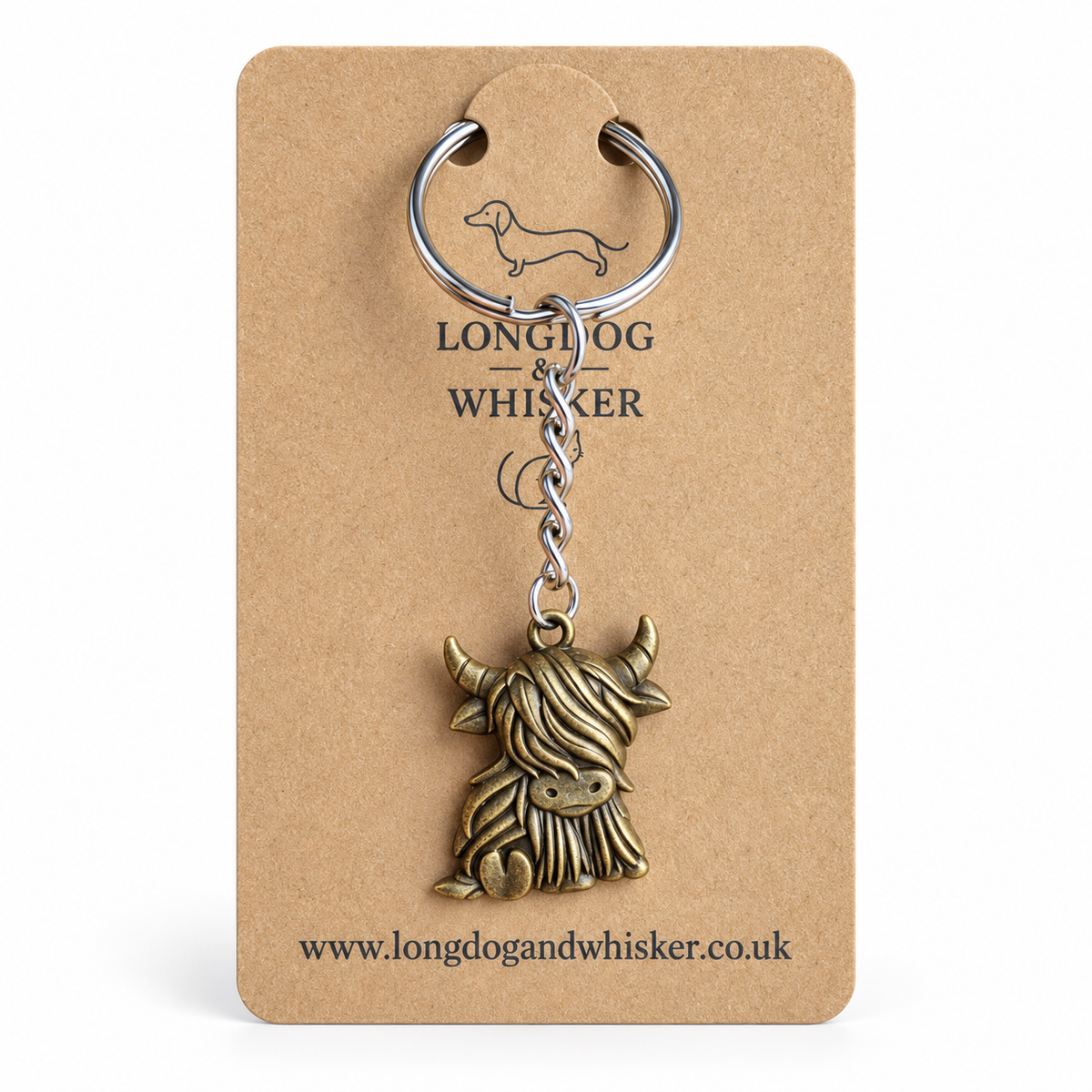 Bronze Highland Cow Keyring and Bag Charm by Longdog & Whisker