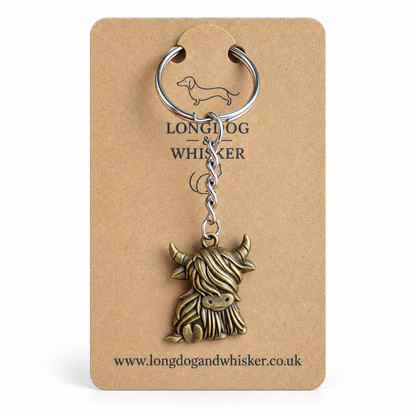 Bronze Highland Cow Keyring and Bag Charm by Longdog & Whisker