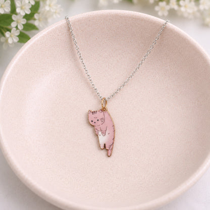 Scruffles Cat Necklace - Brown displayed in a lifestyle product photo