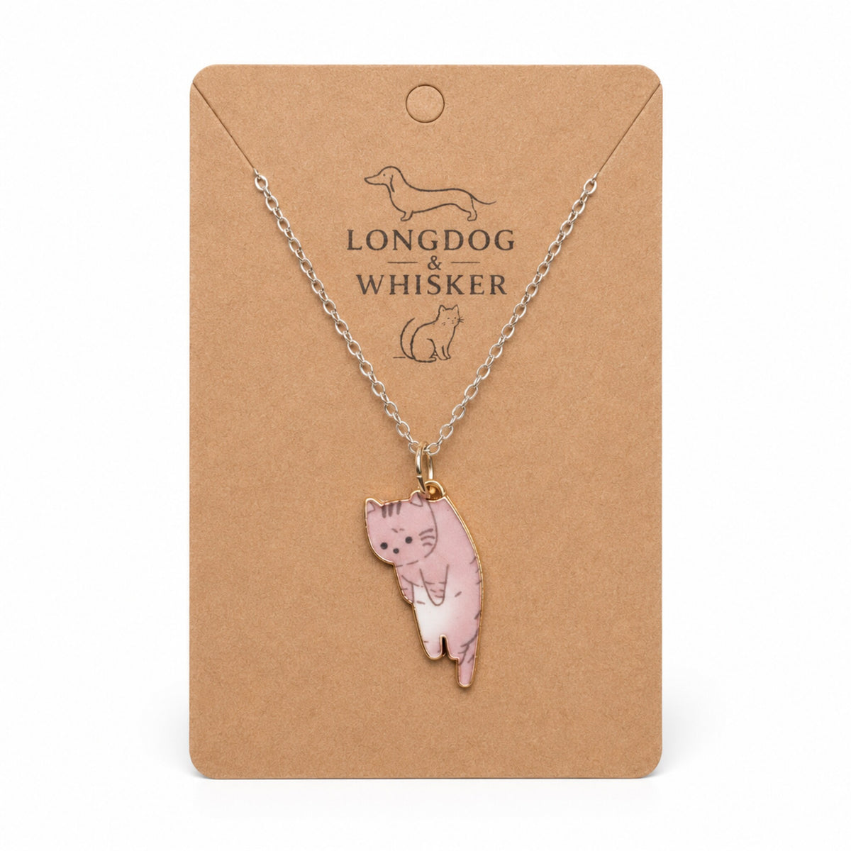 Scruffles Cat Necklace - Brown by Longdog & Whisker