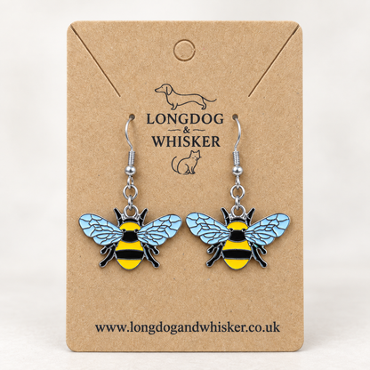 Bumble Bee Earrings on Longdog & Whisker packaging card