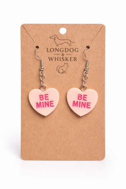 Be Mine Heart Earrings - Peach
