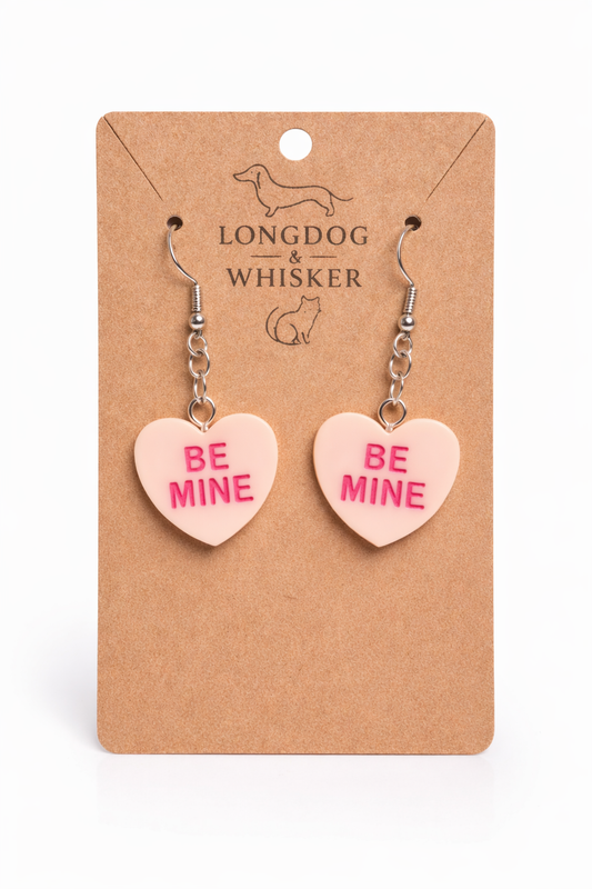 Be Mine Heart Earrings - Peach