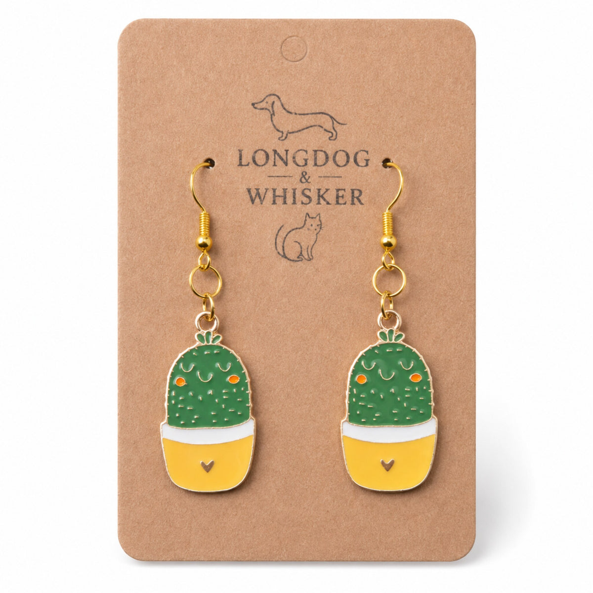Cacti Heart Earrings by Longdog & Whisker