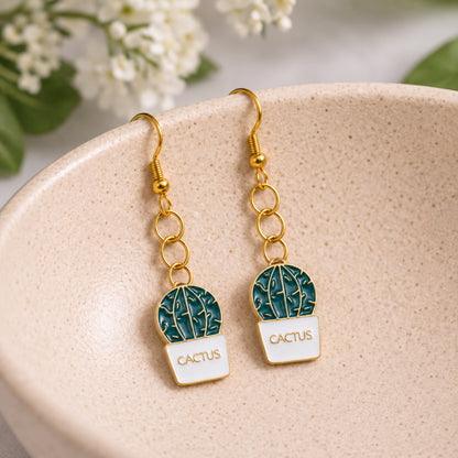 Cacti 'Cactus' Earrings displayed in a lifestyle product photo