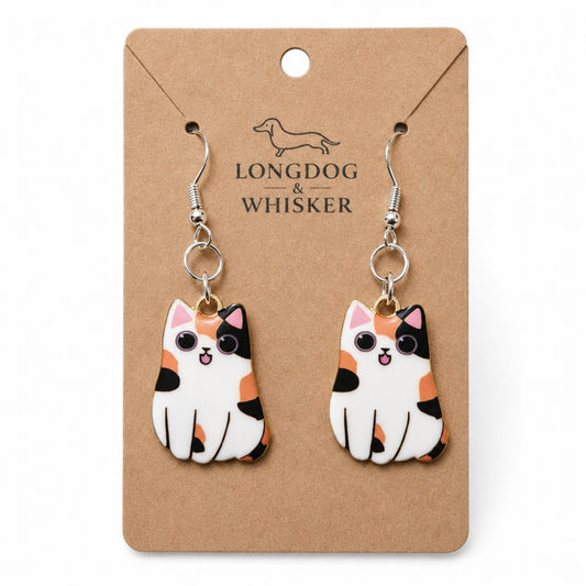 Chonky Cat Earrings - Calico by Longdog & Whisker