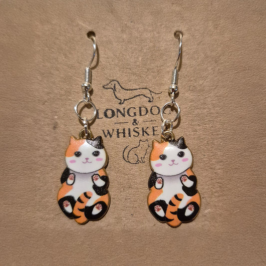 Belly Rub Cat Earrings - Calico