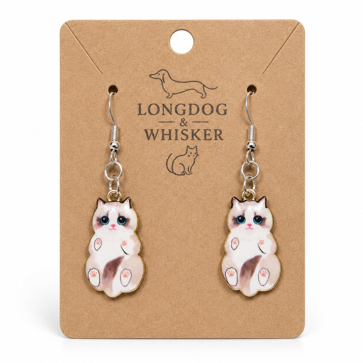 Belly Rub Cat Earrings - Ragdoll by Longdog & Whisker