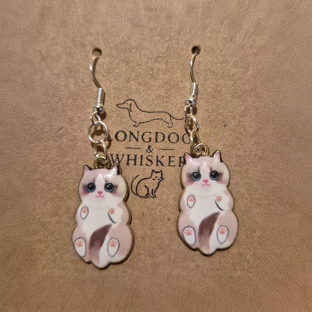 Belly Rub Cat Earrings - Ragdoll