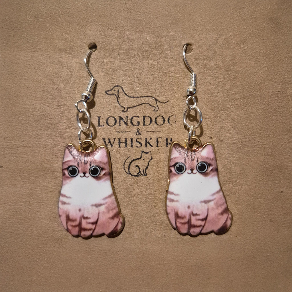 Chonky Cat Earrings - Tabby