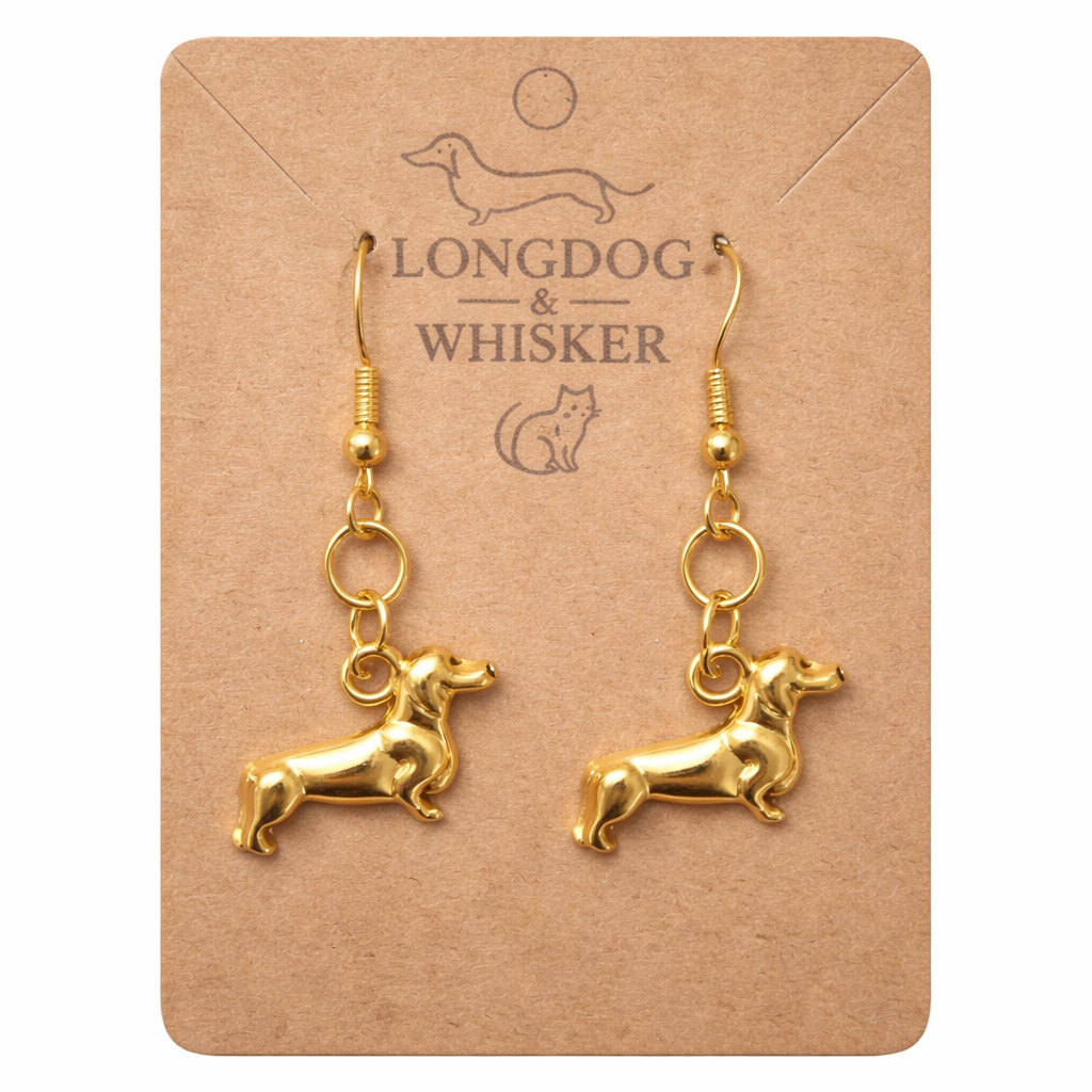 Sausage Dog Earrings - Gold