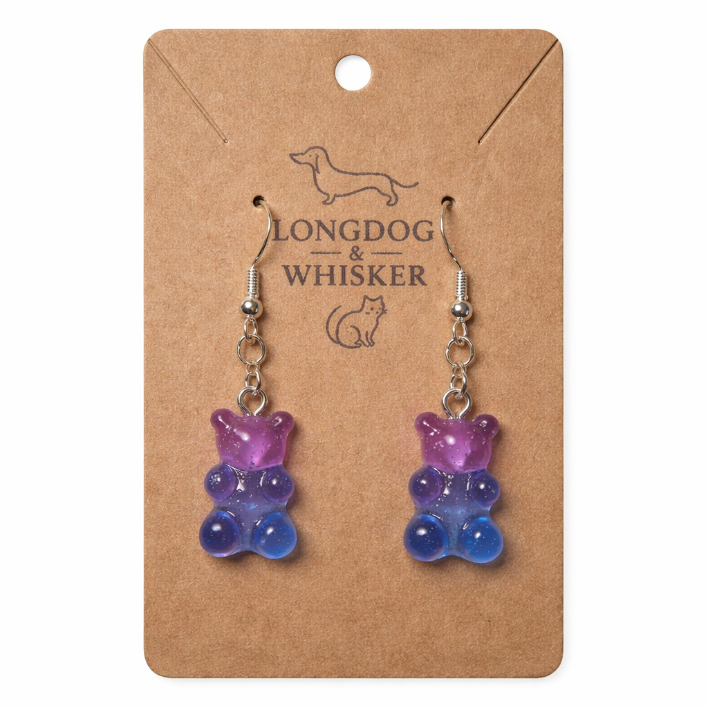 Gummy Bear Earrings - Purple / Pale Blue
