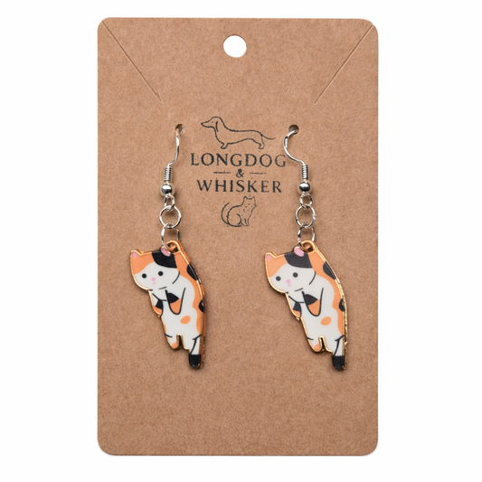 Scruffles Cat Earrings - Calico