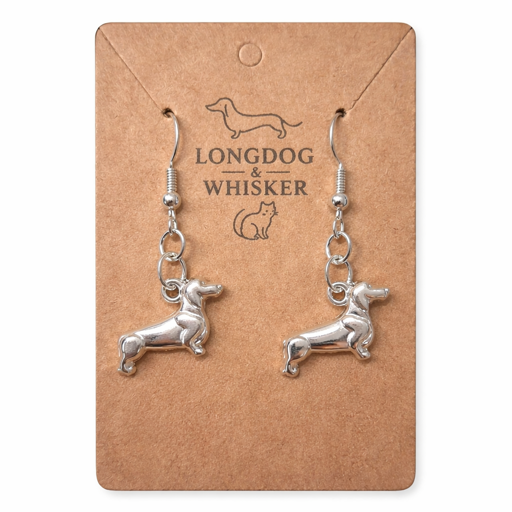 Sausage Dog Earrings - Silver