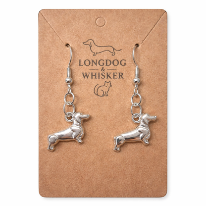 Sausage Dog Earrings - Silver
