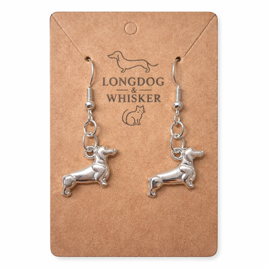 Sausage Dog Earrings - Silver