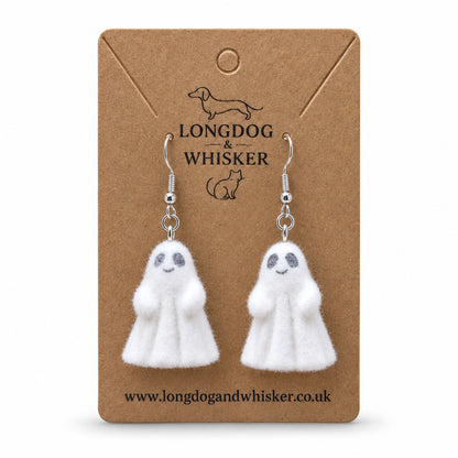 Cheeky Ghost Earrings on a Longdog & Whisker kraft product card