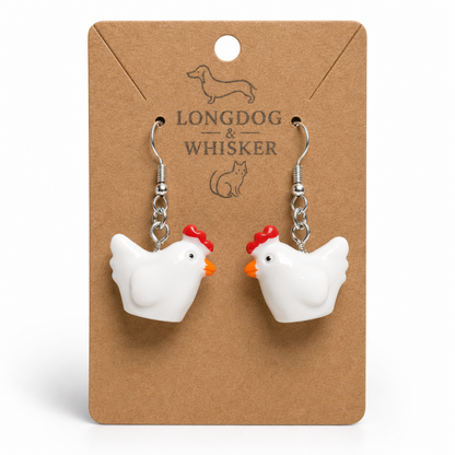 Chicken Earrings on Longdog & Whisker product card