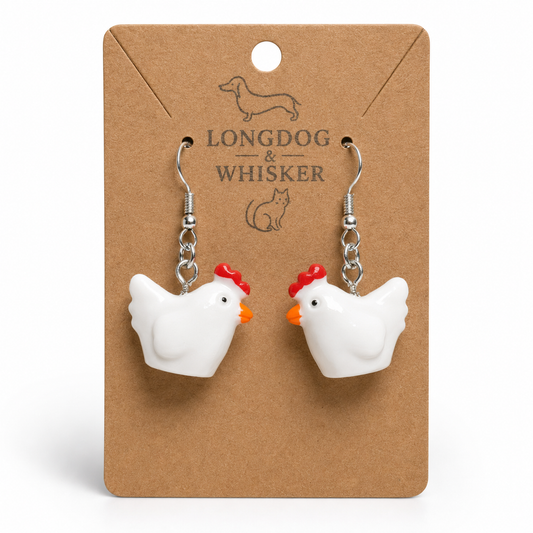 Chicken Earrings on Longdog & Whisker product card
