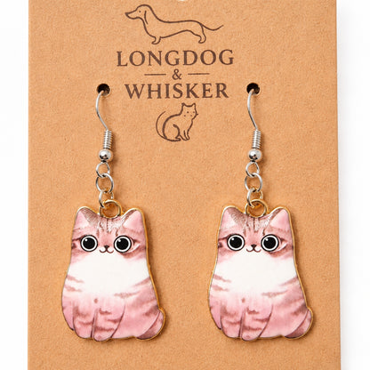 Close-up detail of Chonky Cat Earrings - Tabby