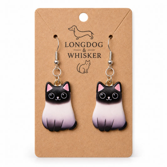 Chonky Cat Earrings - Siamese by Longdog & Whisker