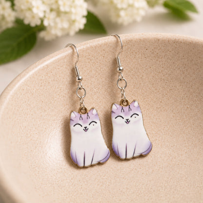 Chonky Cat Earrings - Tonki displayed in a lifestyle product photo