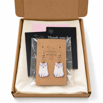 Chonky Cat Earrings - Tonki with Longdog & Whisker packaging