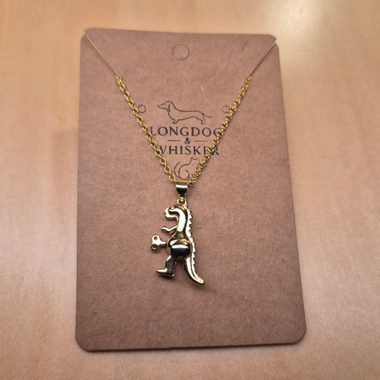 Clockwork Dinosaur Necklace