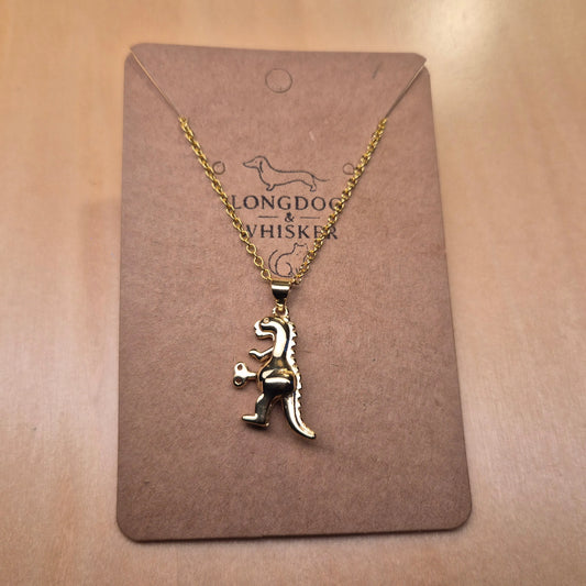Clockwork Dinosaur Necklace
