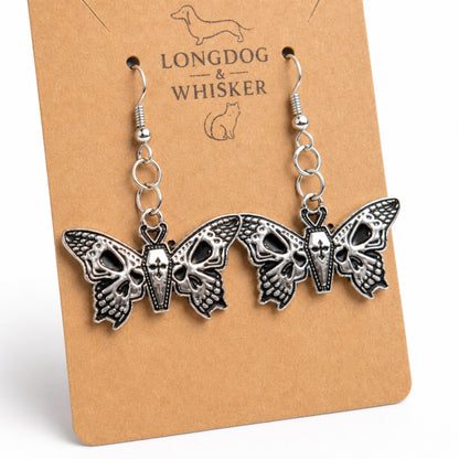 Close-up detail of Coffin Butterfly Earrings