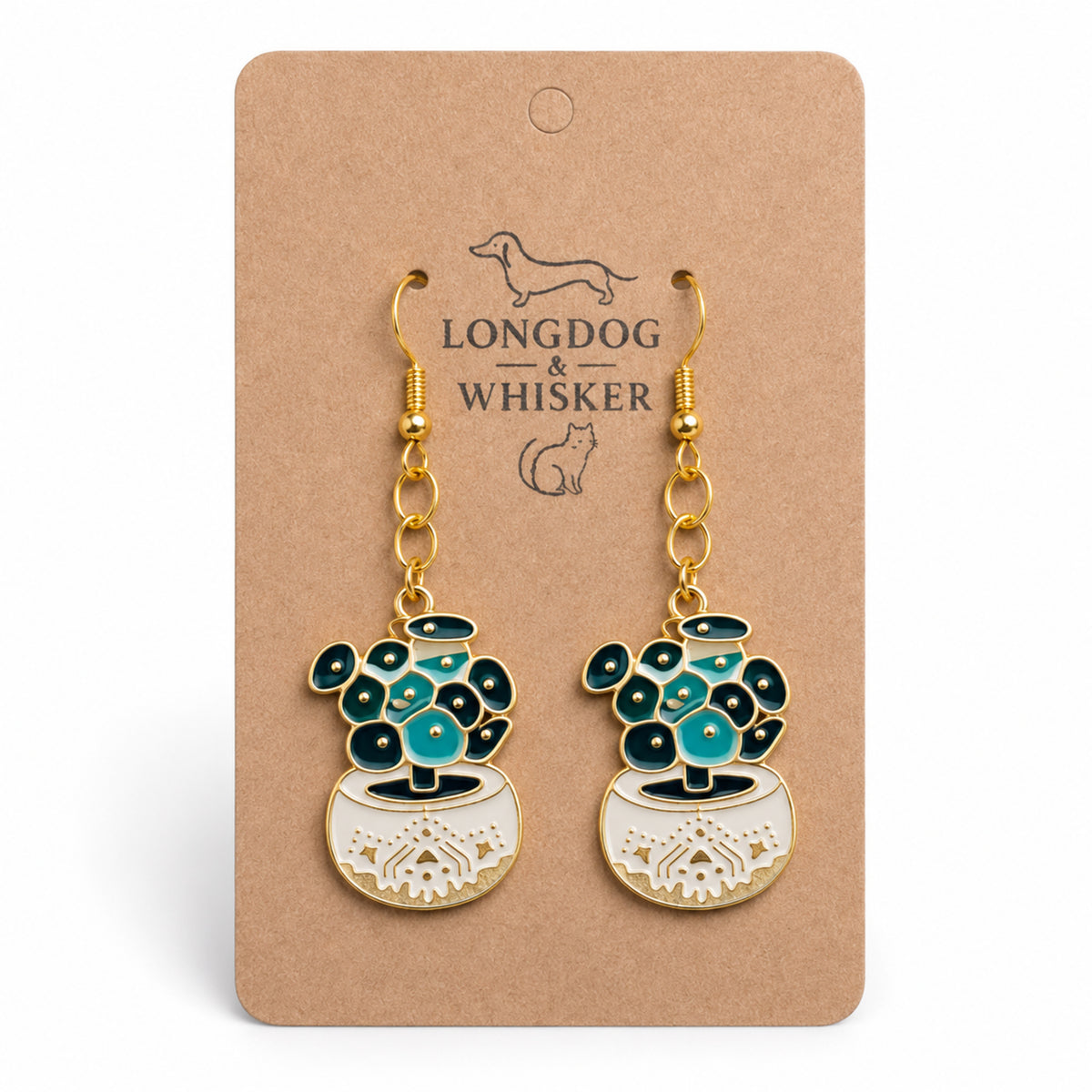 Coin Leaf Plant Pot Earrings by Longdog & Whisker