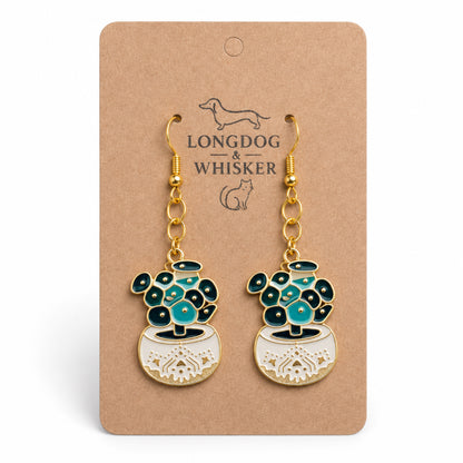Coin Leaf Plant Pot Earrings by Longdog & Whisker